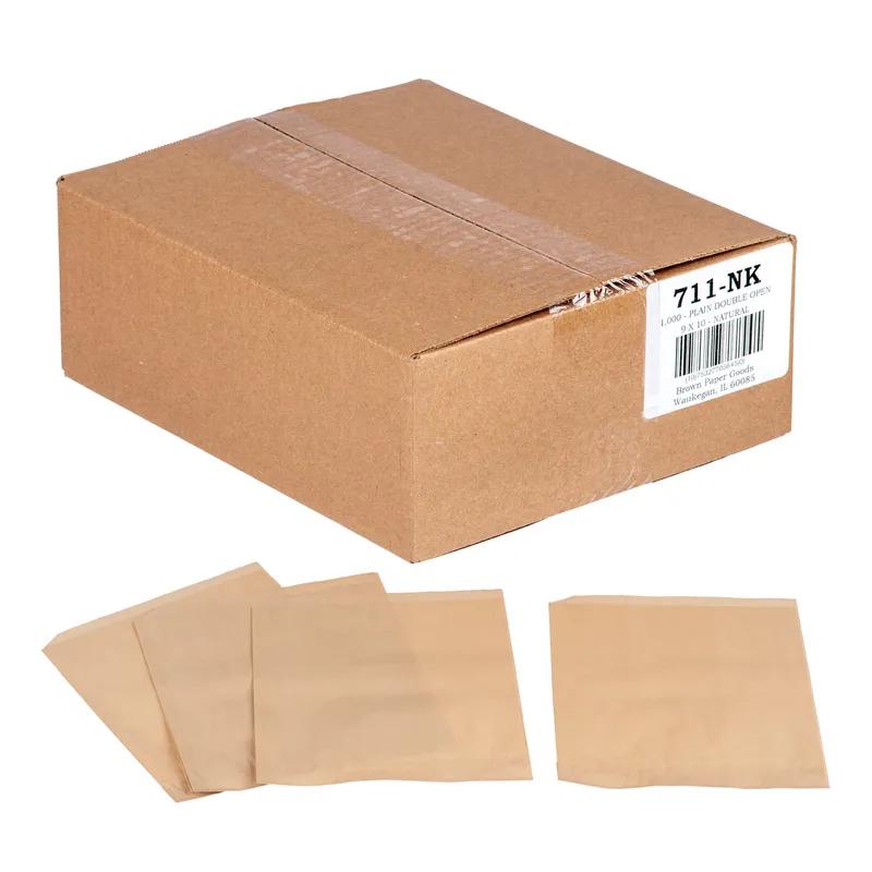 Bag 9X10 IN Paper Natural Plain With Double Open Closure 1000/Case