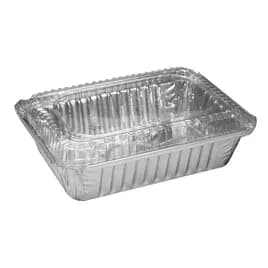 Take-Out Container Base & Lid Combo With Dome Lid 2.25 LB Aluminum Plastic Silver Clear Oblong 250/Case