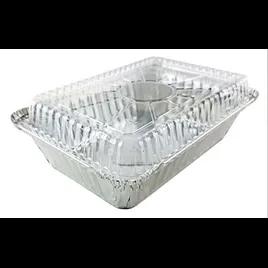 Take-Out Container Base & Lid Combo With Dome Lid 2.25 LB Aluminum Plastic Silver Clear Oblong 250/Case
