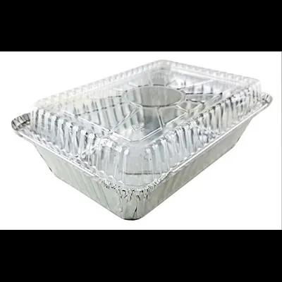 Take-Out Container Base & Lid Combo With Dome Lid 2.25 LB Aluminum Plastic Silver Clear Oblong 250/Case