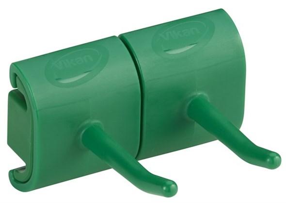 Vikan® Wall Bracket 3.2X3.1X1.9 IN Green Polypropylene (PP) Polyamide Hygienic Double Hook Module 1/Each