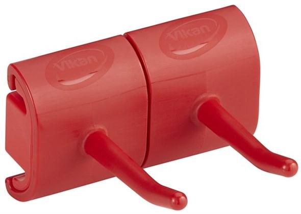 Vikan® Wall Bracket 3.2X3.1X1.9 IN Red Polypropylene (PP) Polyamide Hygienic Double Hook Module 1/Each