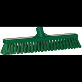 Vikan® Floor Broom 16.1X3.5X4.7 IN Green PP Polyester Stainless Steel With 16IN Head Soft/Stiff Bristle Combo 1/Each