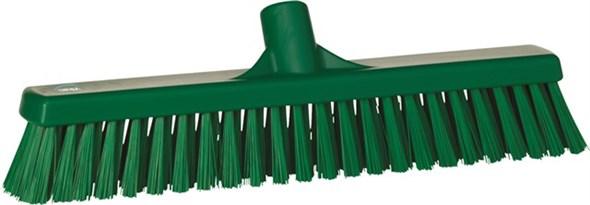 Vikan® Floor Broom 16.1X3.5X4.7 IN Green PP Polyester Stainless Steel With 16IN Head Soft/Stiff Bristle Combo 1/Each