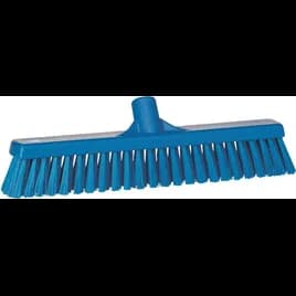 Vikan® Floor Broom 16.1X3.5X4.7 IN Blue PP Polyester Stainless Steel Soft/Stiff Bristle Combo 1/Each