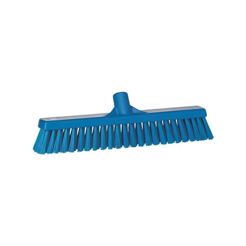 Vikan® Floor Broom 16.1X3.5X4.7 IN Blue PP Polyester Stainless Steel Soft/Stiff Bristle Combo 1/Each