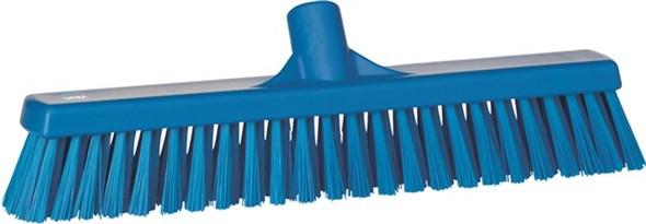 Vikan® Floor Broom 16.1X3.5X4.7 IN Blue PP Polyester Stainless Steel Soft/Stiff Bristle Combo 1/Each