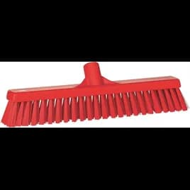 Vikan® Floor Broom 16.1X3.5X4.7 IN Red PP Polyester Stainless Steel With 16IN Head Soft/Stiff Bristle Combo 1/Each
