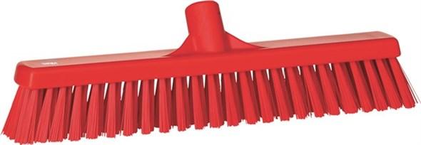 Vikan® Floor Broom 16.1X3.5X4.7 IN Red PP Polyester Stainless Steel With 16IN Head Soft/Stiff Bristle Combo 1/Each