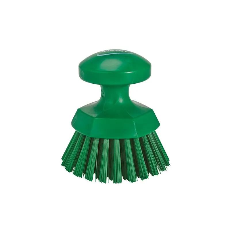 Vikan® Scrub Hand Brush 4.3X4.3X4.3 IN PP Polyester Stainless Steel Green Round Ergonomic Hard 1/Each