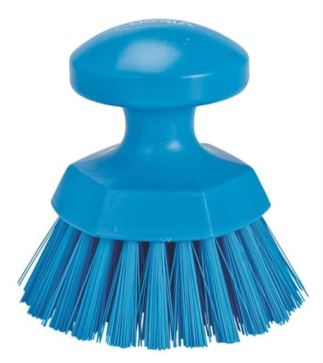 Vikan® Scrub Hand Brush 4.3X4.3X4.3 IN PP Polyester Stainless Steel Blue Round Ergonomic Hard 1/Each