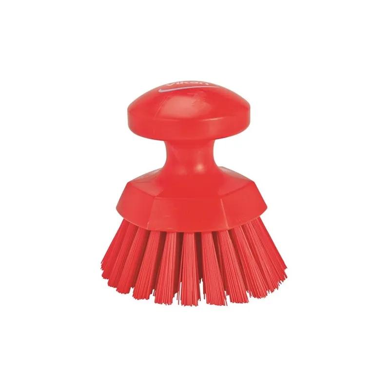 Vikan® Scrub Hand Brush 4.3X4.3X4.3 IN PP Polyester Stainless Steel Red Round Ergonomic Hard 1/Each