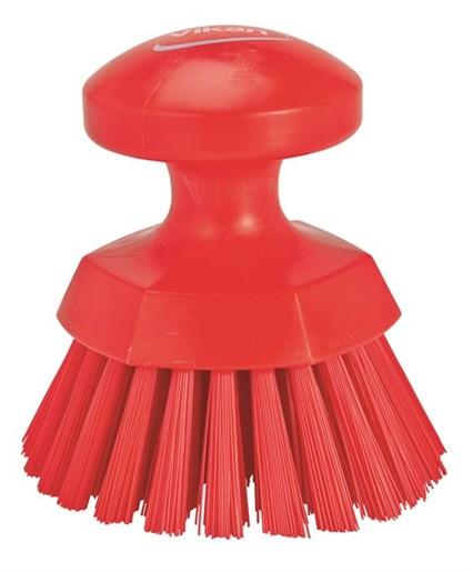 Vikan® Scrub Hand Brush 4.3X4.3X4.3 IN PP Polyester Stainless Steel Red Round Ergonomic Hard 1/Each