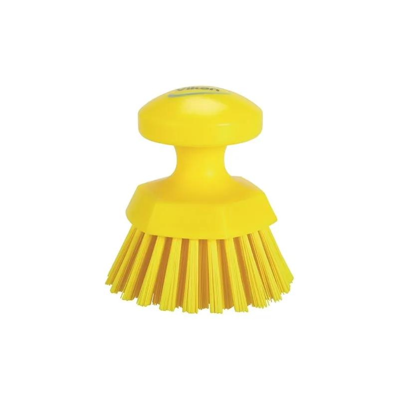 Vikan® Scrub Hand Brush 4.3X4.3X4.3 IN PP Polyester Stainless Steel Yellow Round Ergonomic Hard 1/Each