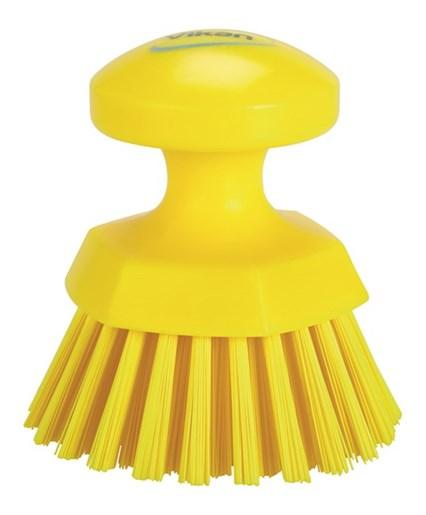 Vikan® Scrub Hand Brush 4.3X4.3X4.3 IN PP Polyester Stainless Steel Yellow Round Ergonomic Hard 1/Each