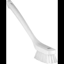 Vikan® Cleaning Brush 16.5X1.8X4.3 IN PP Polyester Stainless Steel White Long Handle Hard Narrow 1/Each