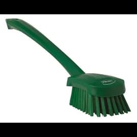 Vikan® Washing Brush 16.3X2.8X3 IN PP Polyester Stainless Steel Green Hard Long Handle 1/Each