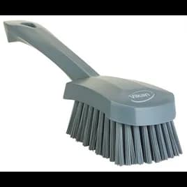 Vikan® Scrub Washing Brush 10.6X2.8X3.3 IN PP Polyester Stainless Steel Gray Short Handle Hard 1/Each