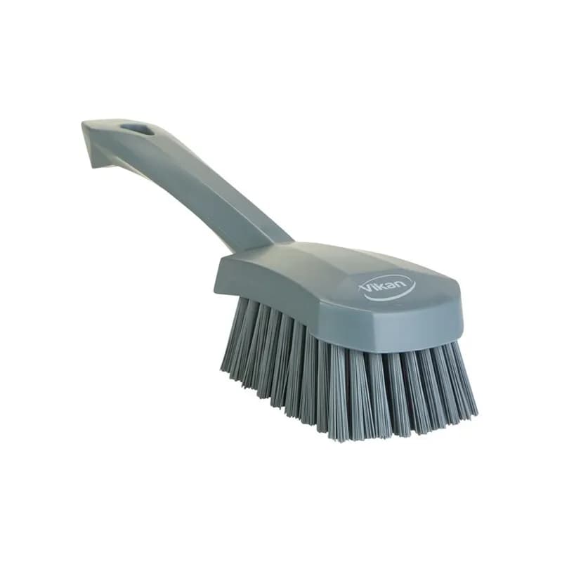 Vikan® Scrub Washing Brush 10.6X2.8X3.3 IN PP Polyester Stainless Steel Gray Short Handle Hard 1/Each