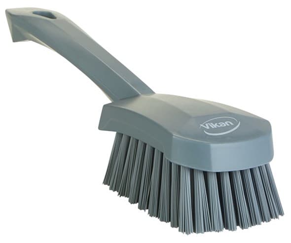 Vikan® Scrub Washing Brush 10.6X2.8X3.3 IN PP Polyester Stainless Steel Gray Short Handle Hard 1/Each