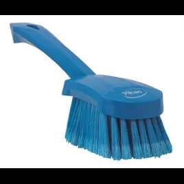 Vikan® Washing Brush 10.6X2.8X3.3 IN PP Polyester Stainless Steel Blue Soft Bristles Short Handle 1/Each