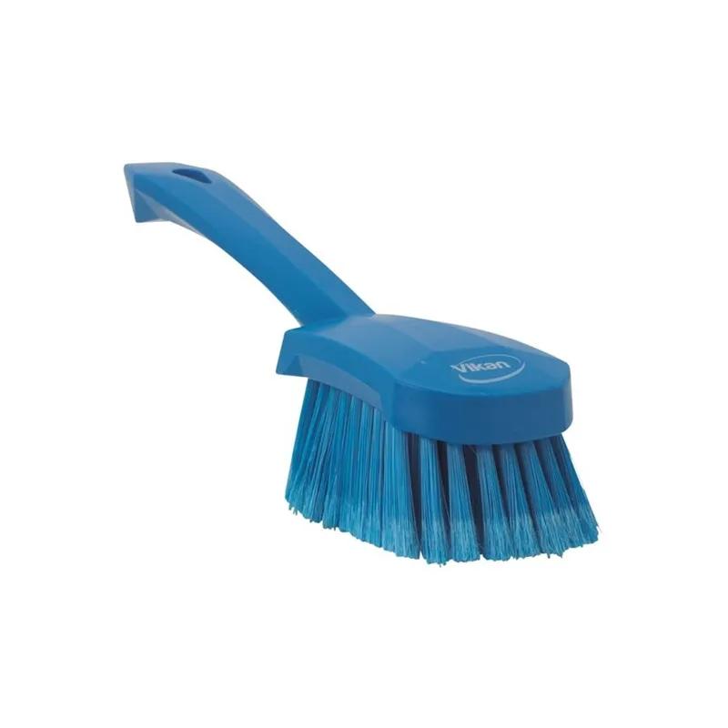 Vikan® Washing Brush 10.6X2.8X3.3 IN PP Polyester Stainless Steel Blue Soft Bristles Short Handle 1/Each