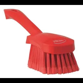 Vikan® Washing Brush 10.6X2.8X3.3 IN PP Polyester Stainless Steel Red Soft Bristles Short Handle 1/Each