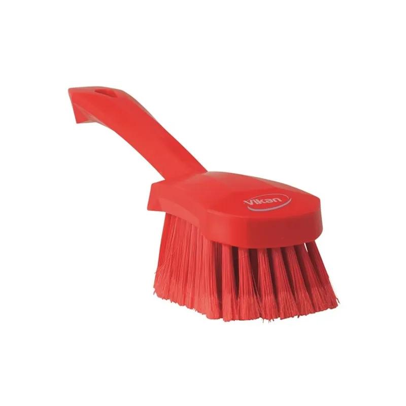 Vikan® Washing Brush 10.6X2.8X3.3 IN PP Polyester Stainless Steel Red Soft Bristles Short Handle 1/Each