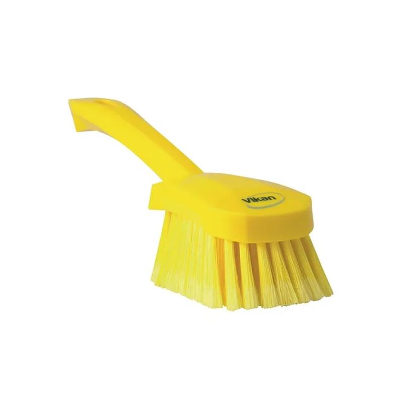 Vikan® Washing Brush 10.6X2.8X3.3 IN PP Polyester Stainless Steel Yellow Soft Bristles Short Handle 1/Each