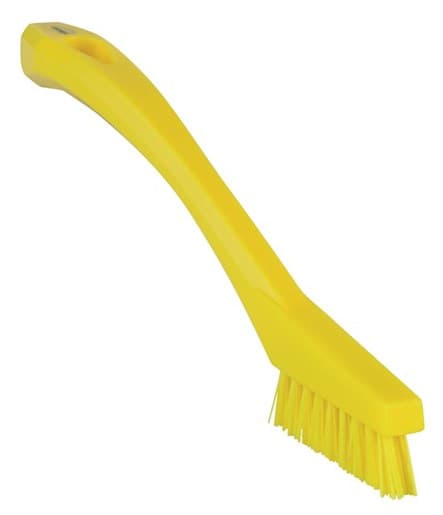 Vikan® Detail Brush 8.1X0.8X1.2 IN PP Polyester Stainless Steel Yellow Extra Stiff Bristles 1/Each
