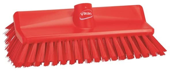 Vikan® Brush 10.4X5.9X3.9 IN Medium (MED) PP Polyester Stainless Steel Red High-Low 1/Each