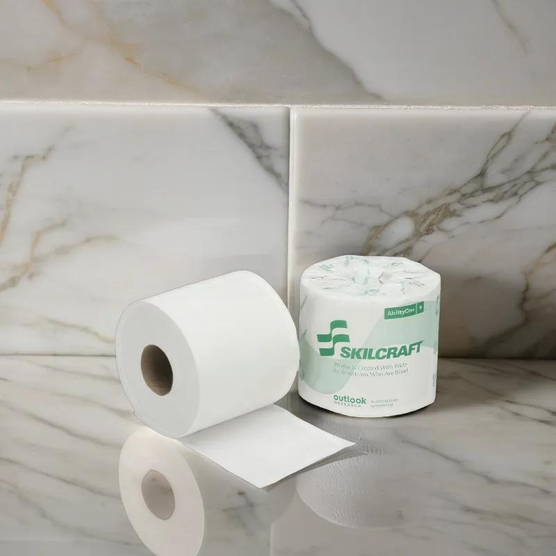 SKILCRAFT® Toilet Paper & Tissue Roll 4X4 IN 2PLY White 550 Sheets/Roll 80 Rolls/Case