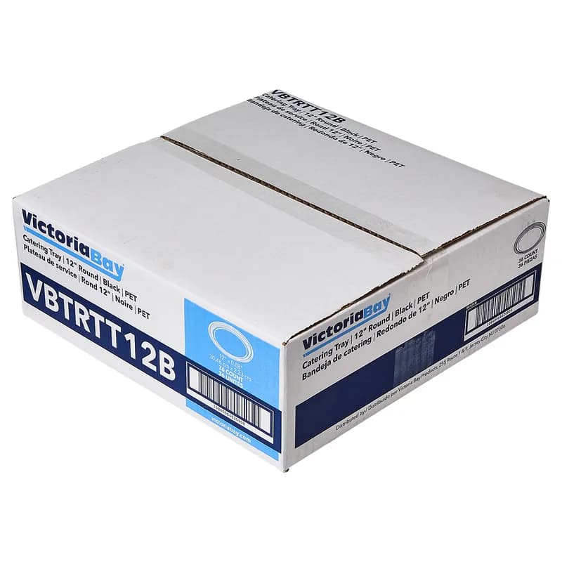 Victoria Bay Serving Tray 12 IN PET Black Round 36/Case