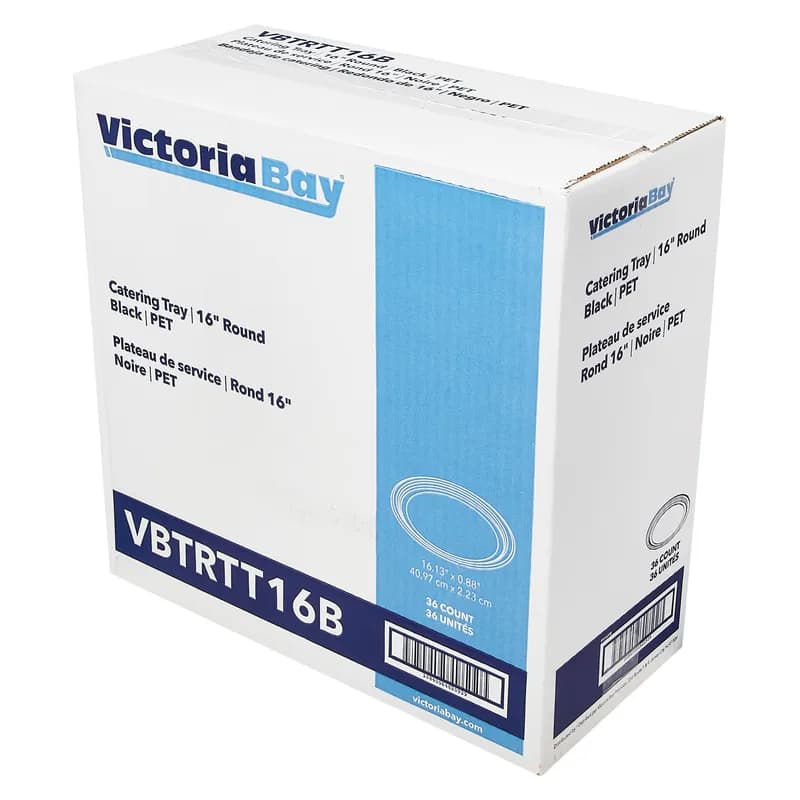 Victoria Bay Serving Tray 16 IN PET Black Round 36/Case