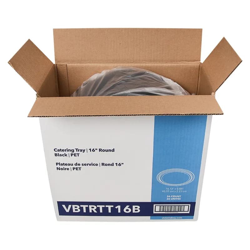 Victoria Bay Serving Tray 16 IN PET Black Round 36/Case