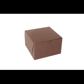 Bakery Box 8X8X5 IN Paperboard Chocolate Corner Lock 1-Piece 100/Case
