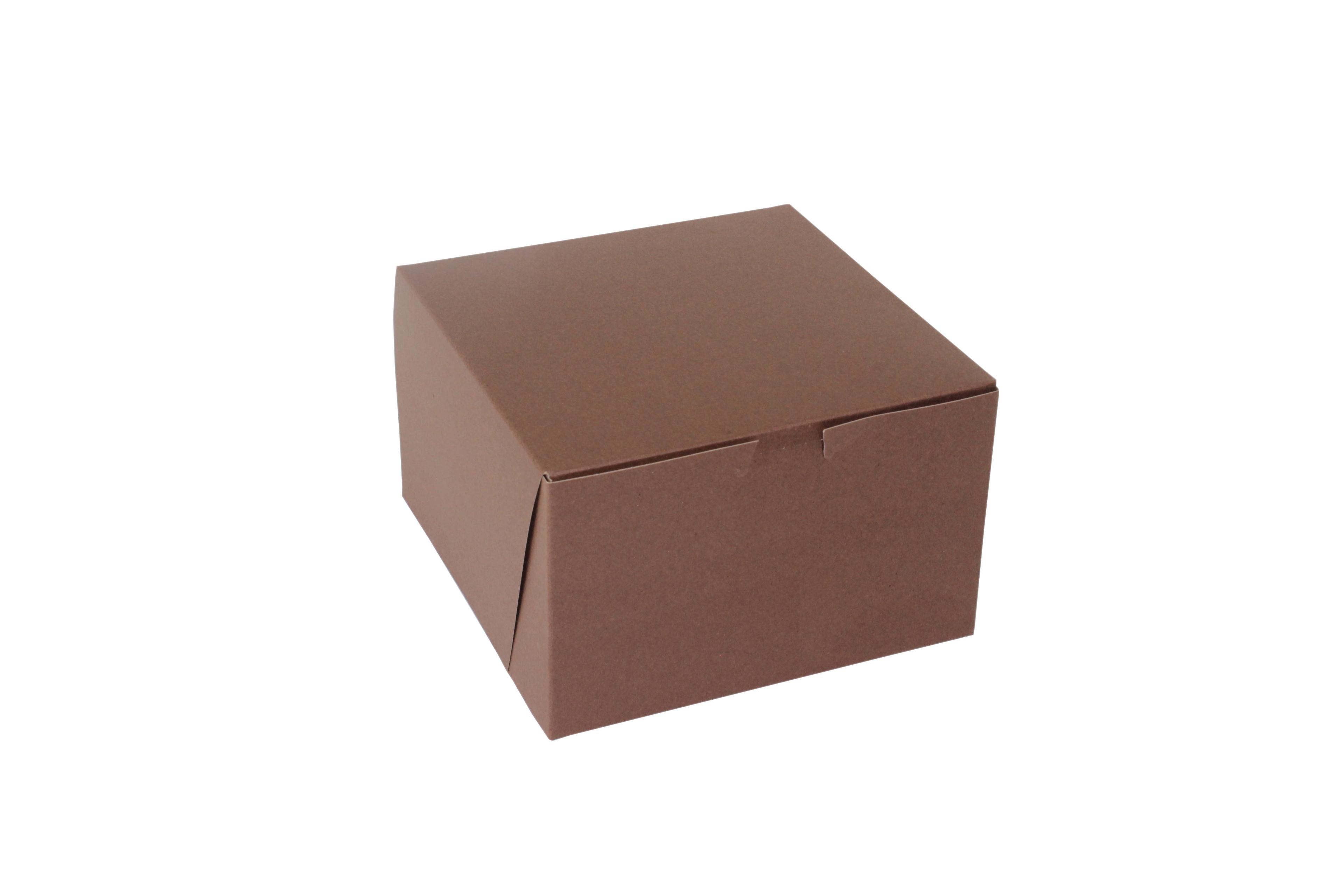 Bakery Box 8X8X5 IN Paperboard Chocolate Corner Lock 1-Piece 100/Case