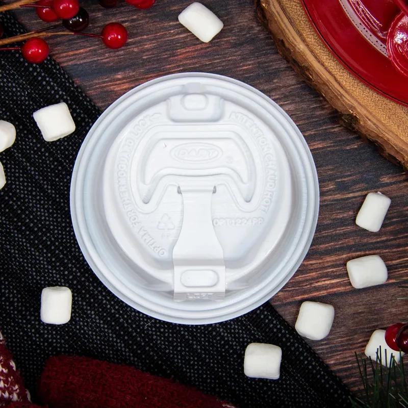 Dart® Optima® Lid 3.8X0.99 IN PP White For 12-24 OZ Hot Cup Reclosable Tab Microwave Safe 98 Count/Pack 12 Packs/Case