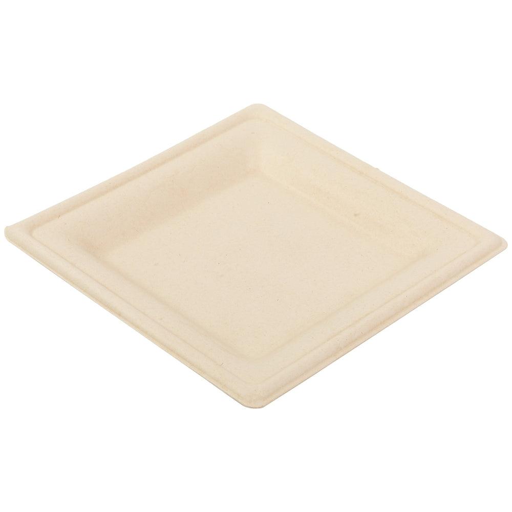 Plate 6.25X6.25 IN Molded Fiber Natural Square Microwave Safe Freezer Safe 125 Count/Pack 4 Packs/Case 500 Count/Case