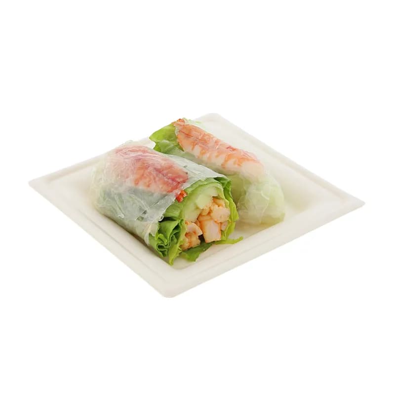 Plate 6.25X6.25 IN Molded Fiber Natural Square Microwave Safe Freezer Safe 125 Count/Pack 4 Packs/Case 500 Count/Case