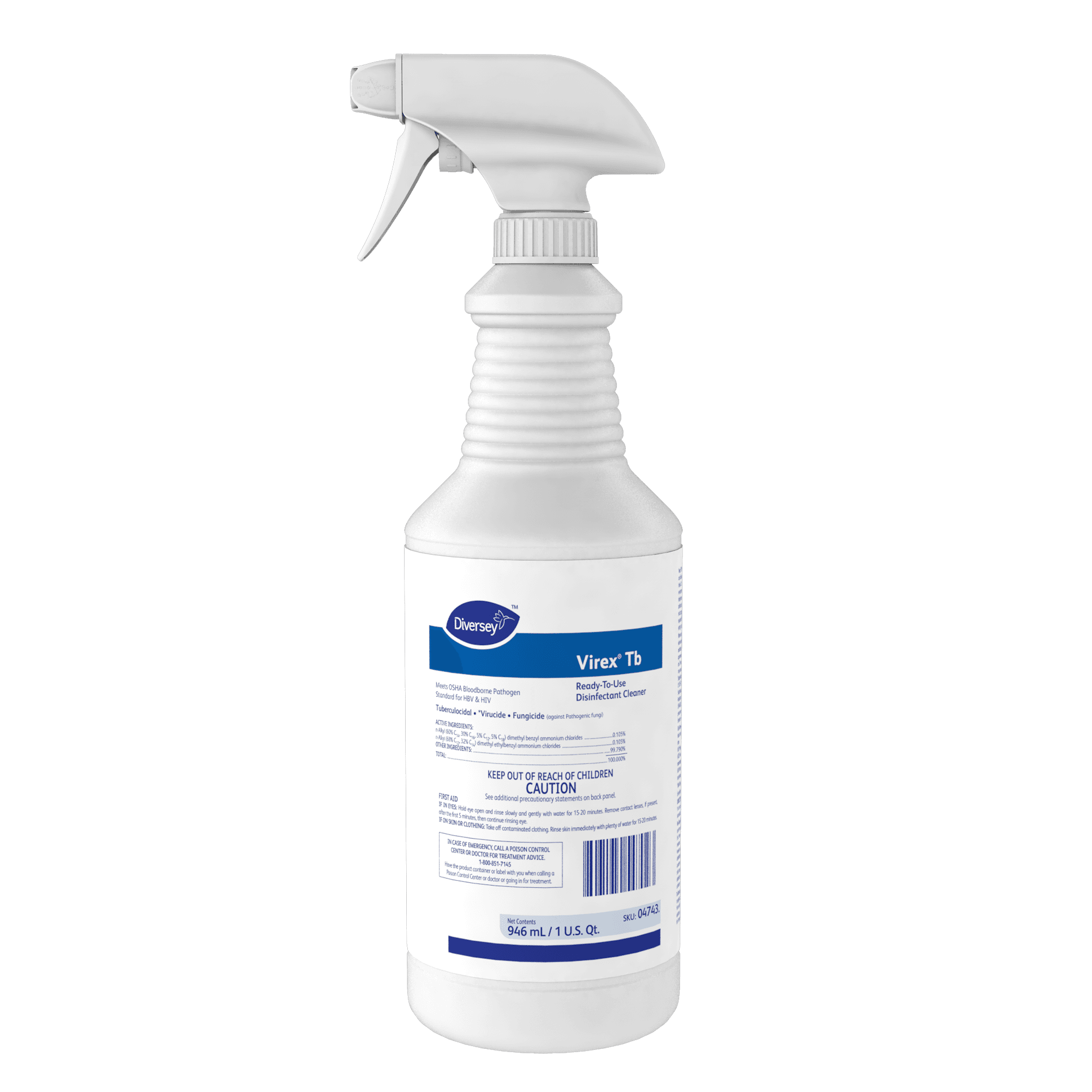 Virex® Tb Lemon Disinfectant 32 FLOZ Multi Surface Liquid RTU Quat 12/Case