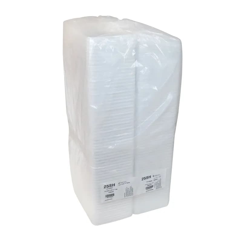 25S Supermarket Tray 14.9X8X1 IN Polystyrene Foam White Rectangle Heavy Family Pack 250/Case
