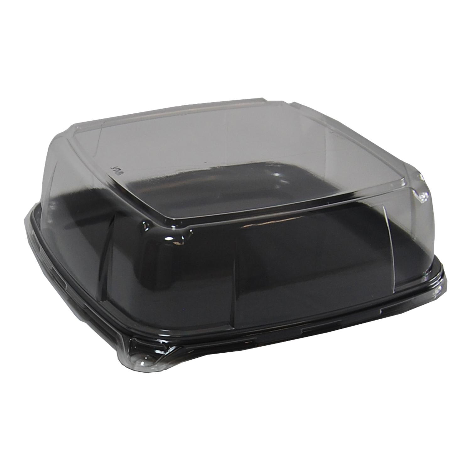 Mozaïk® Take-Out Tray Base & Lid Combo With Polyethylene Terephthalate (PET) Dome Lid 10.5X10.5 IN PP Black 25/Case