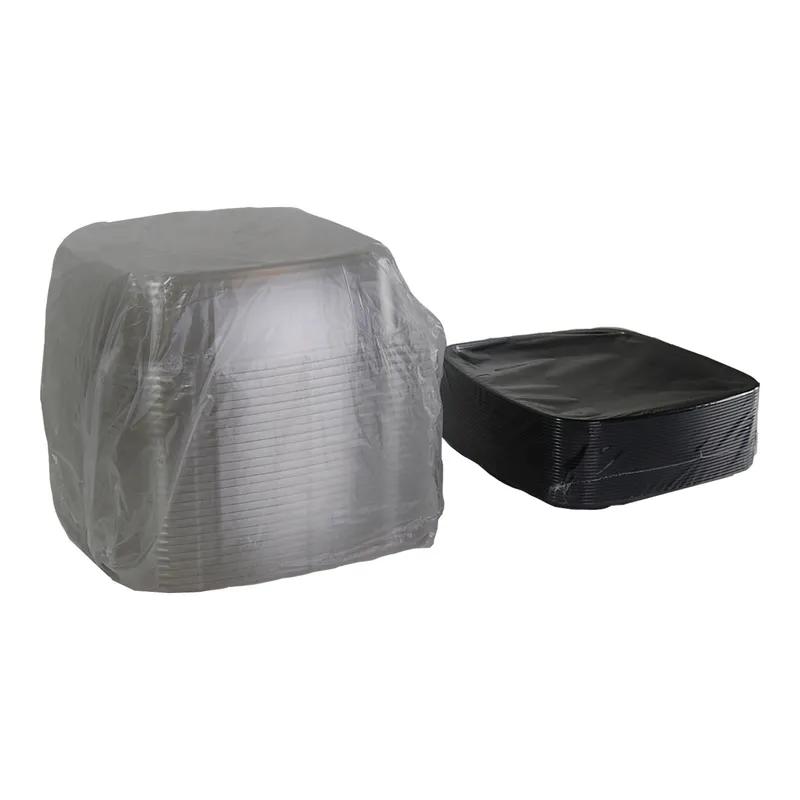 Mozaïk® Take-Out Tray Base & Lid Combo With Polyethylene Terephthalate (PET) Dome Lid 10.5X10.5 IN PP Black 25/Case