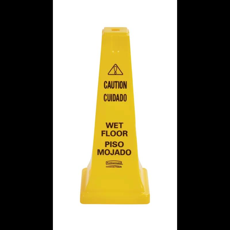 Wet Floor Sign Caution Sign 10.5X10.5X25.75 IN Yellow Multilingual 1/Each