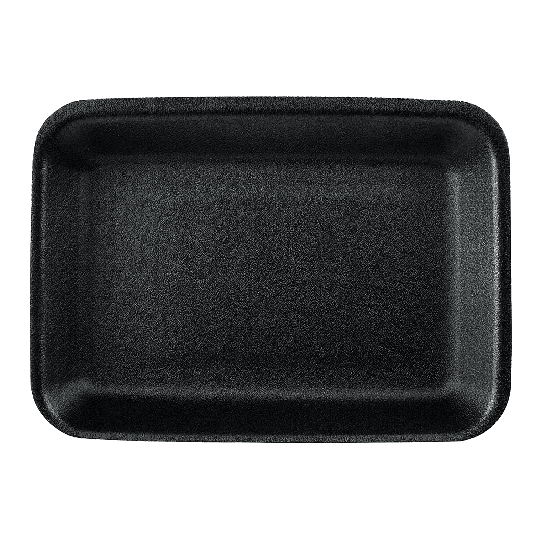 20K Meat Tray 11.875X8.75X2.5 IN Polystyrene Foam Black Rectangle Family Pack 100/Case