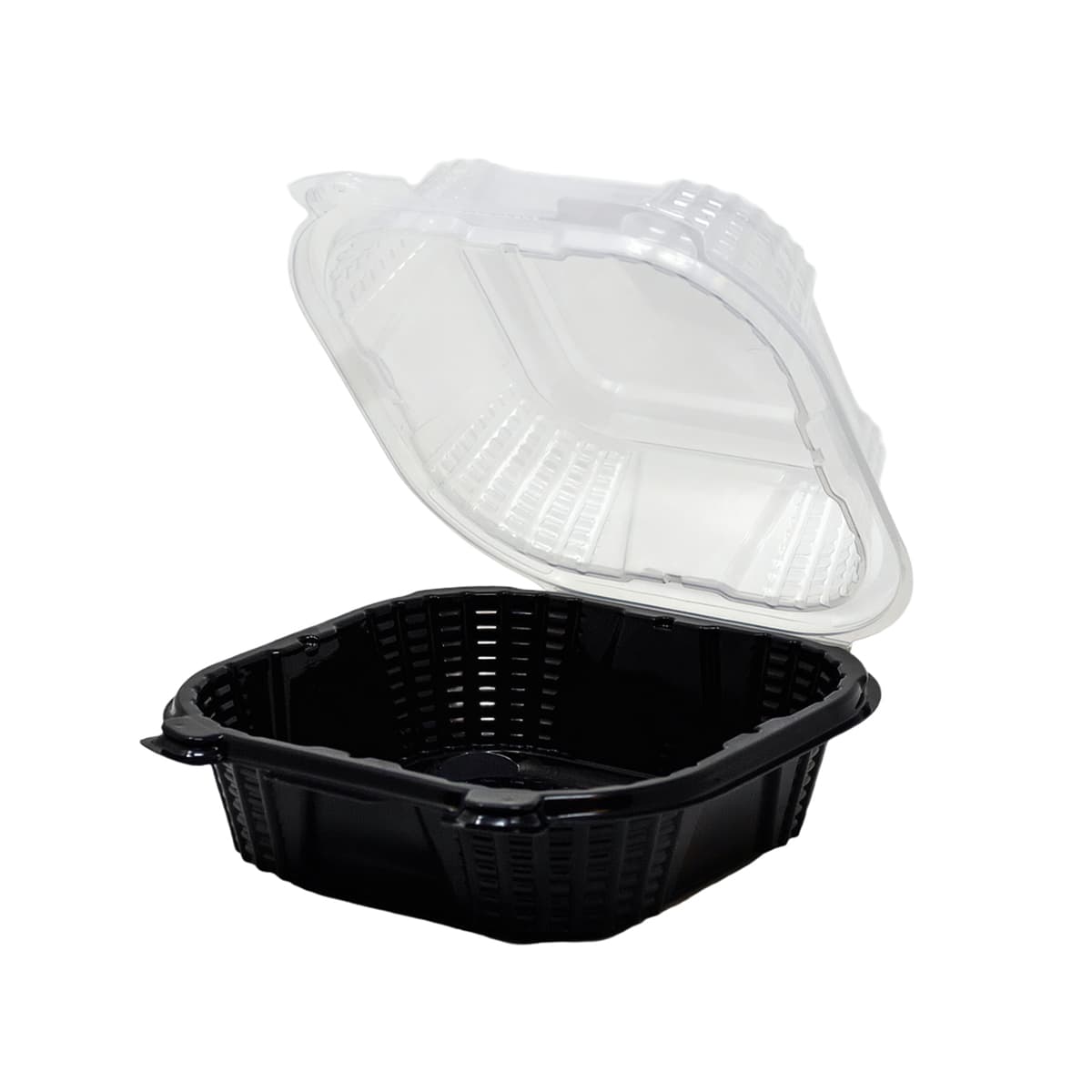 Proview Sandwich Take-Out Container Hinged 6X6 IN PP Black Clear Square 300/Case