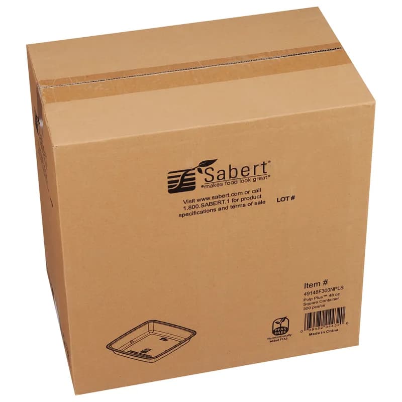 Pulp Plus™ Take-Out Container Base 48 OZ Pulp Fiber Square 300/Case