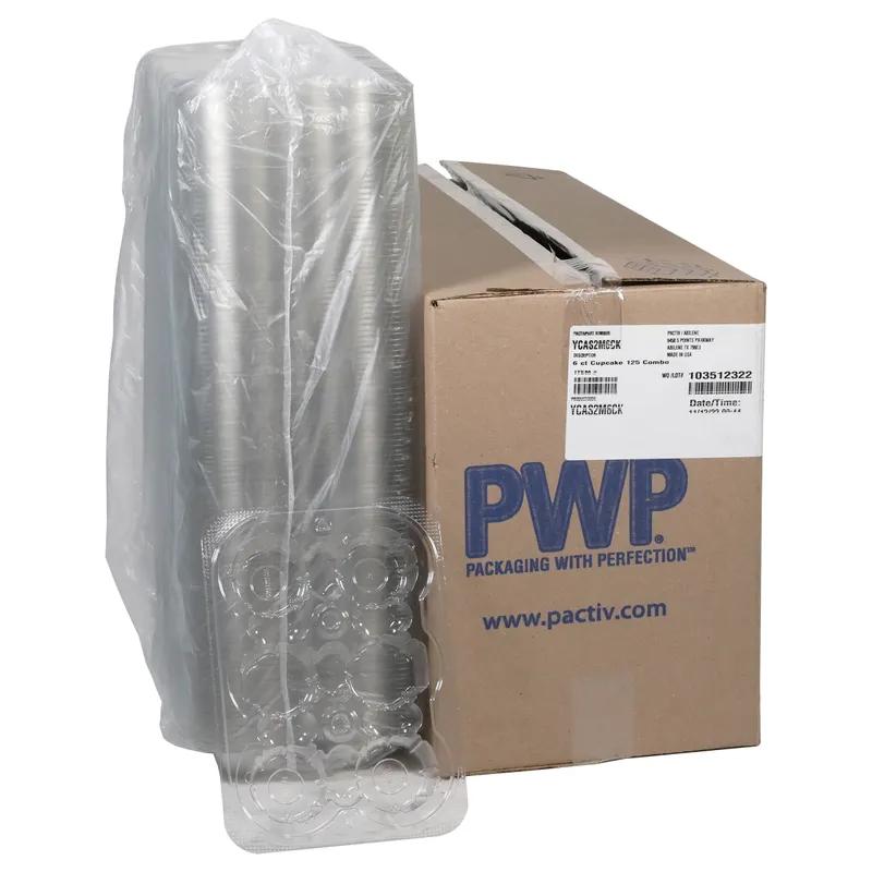 Cupcake Hinged Container With Dome Lid 9.725X6.875 IN 6 Compartment PET Clear Rectangle 125/Case