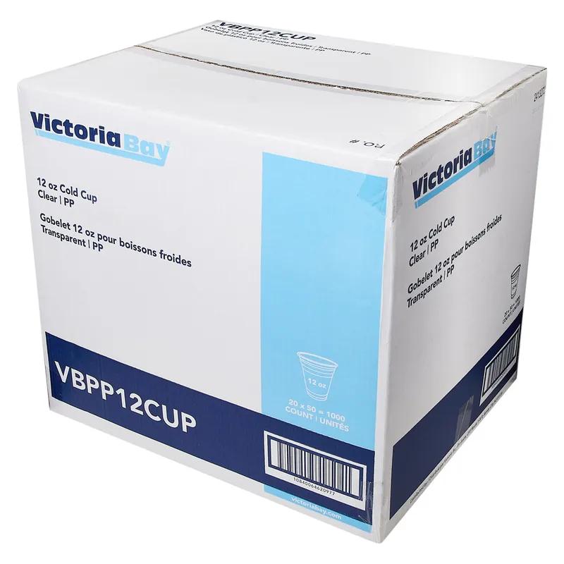 Victoria Bay Cold Cup 12 OZ PP Clear Round Squat 98MM 50 Count/Pack 20 Packs/Case 1000 Count/Case